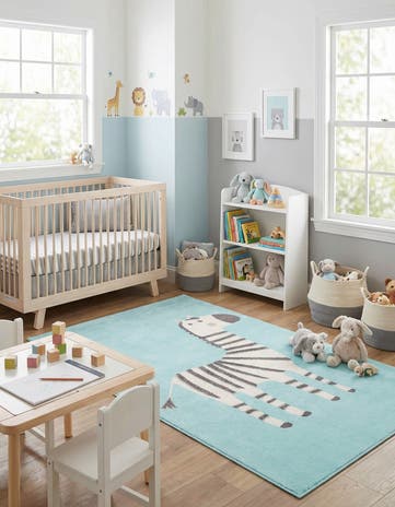5' 3 x 8' Zebra Whimsy Kids Rug