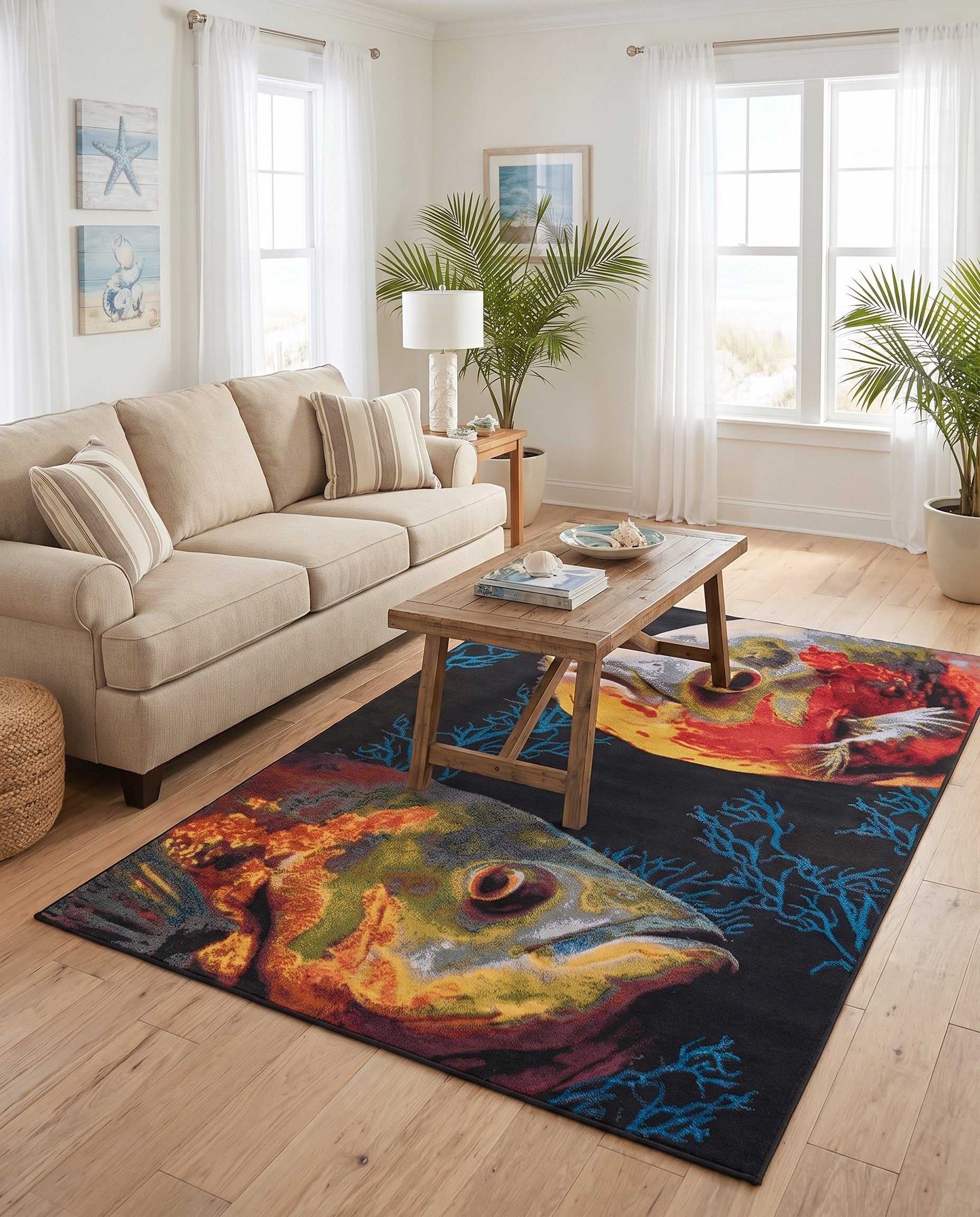 6' x 9' Easy-Clean Coastal Indoor / Outdoor Rug