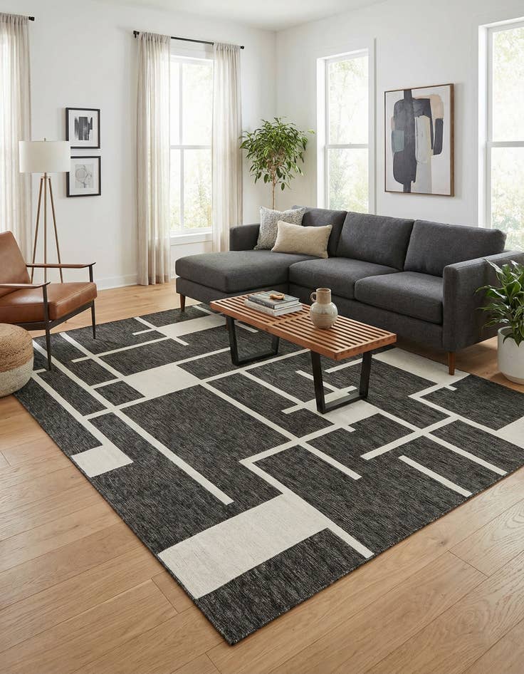 Detail image of  9' x 12'  Washable Modern Indoor / Outdoor Rug