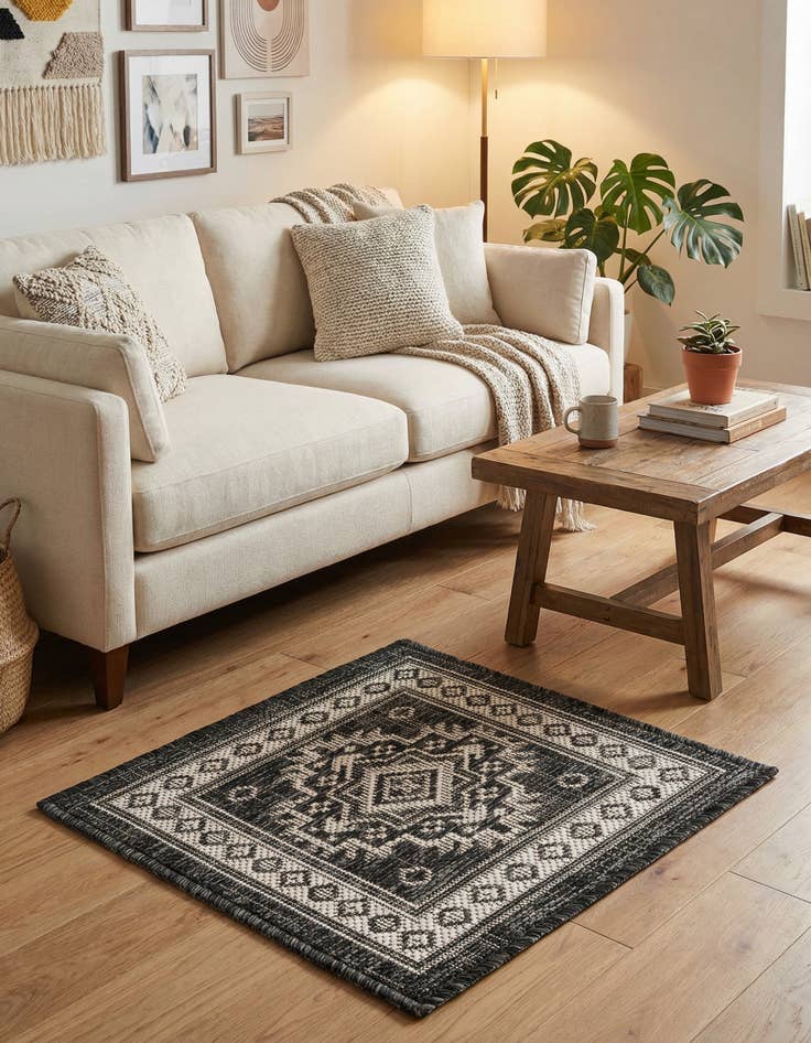 Detail image of 1' 4 x 1' 4  Washable Aztec Indoor / Outdoor Sample Rug