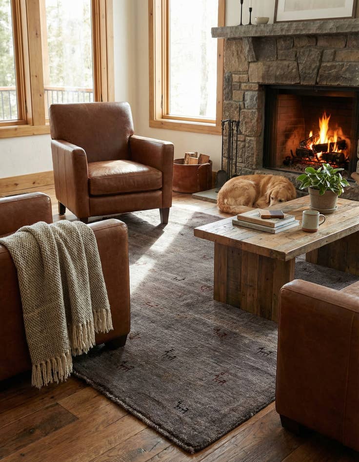 Detail image of  2' 8 x 4' 11  Hand Knotted Gabbeh Wool Rug