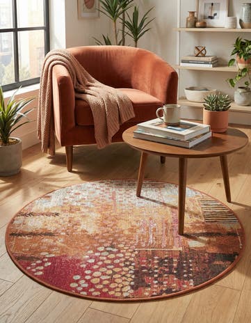 2' 7 x 2' 7 Easy-Clean Modern Indoor / Outdoor Round Rug