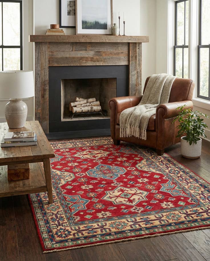 Detail image of 4' x 6' Hand Knotted Kazak Rug