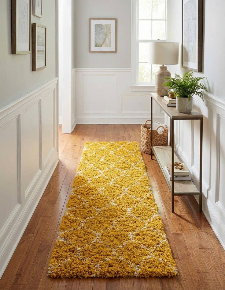 Detail image of  2' x 8' Lattice Shag Runner Rug