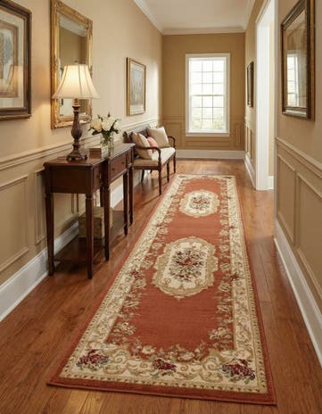 Brick Red Chateau Runner Rug