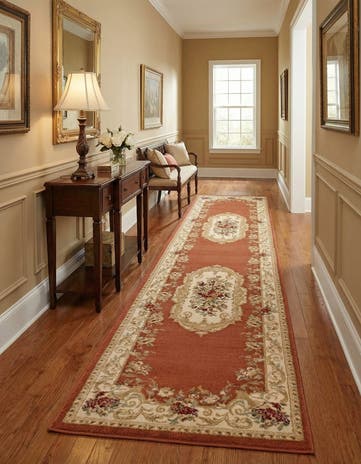 Brick Red Chateau Runner Rug