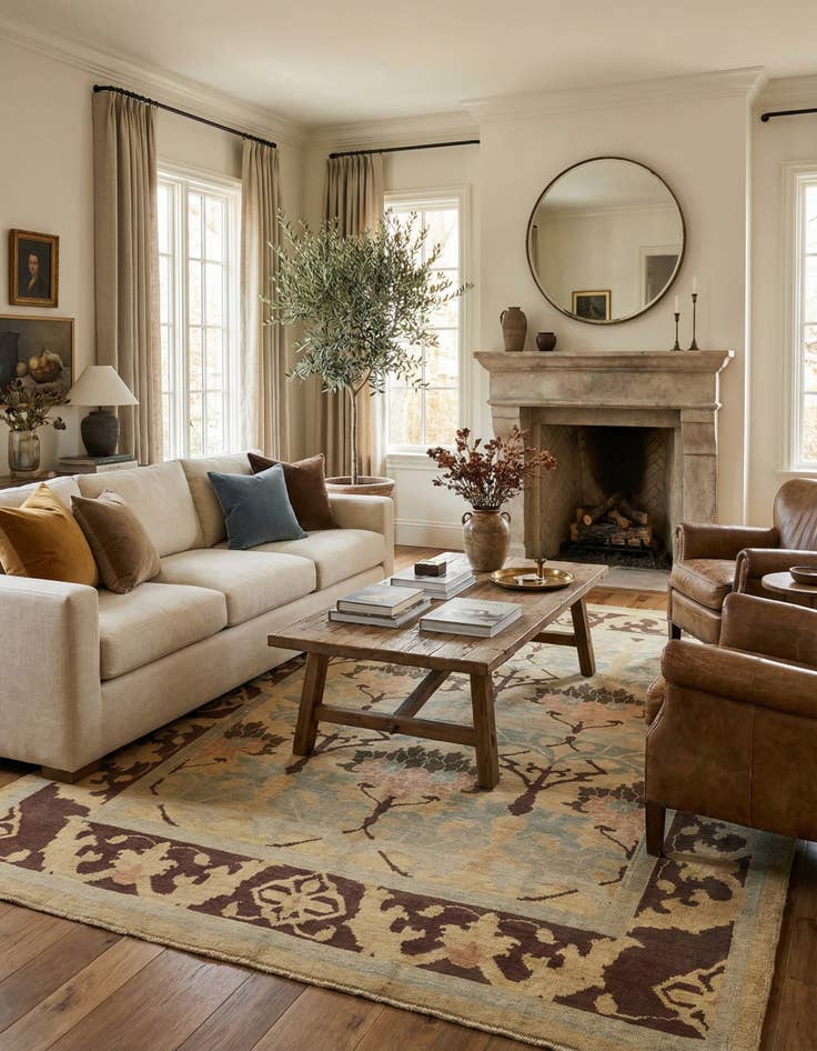 Detail image of 9' 4 x 11'  Hand Knotted Oushak Wool Rug