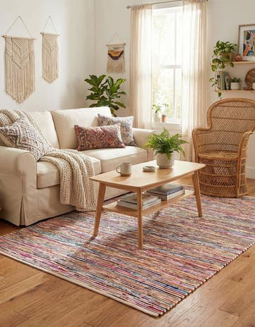 6' 1 x 9' Hand Woven Chindi Cotton Rug