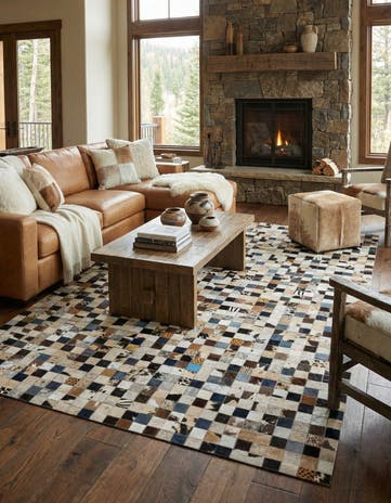 5' x 8' Cowhide Leather Rug