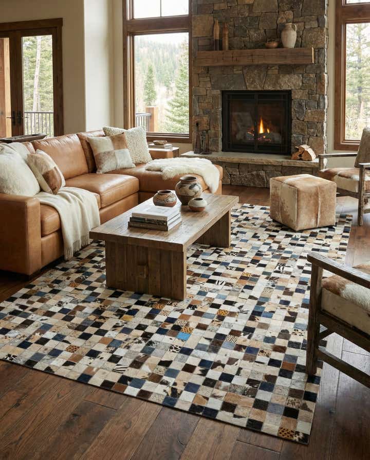 5' x 8' Cowhide Leather Rug