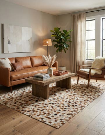 5' x 8' 1 Cowhide Leather Rug