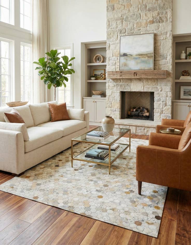 Detail image of  5' 2 x 8' 1 Cowhide - Patchwork Rug