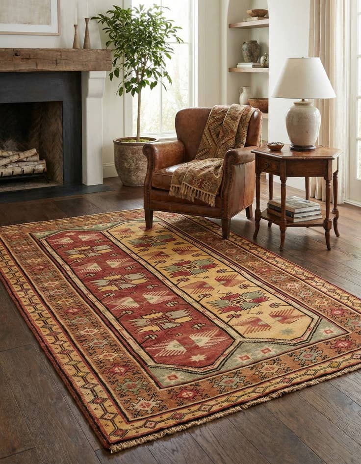 Detail image of  4' x 6' 4  Hand Knotted Kazak Oriental Wool Rug