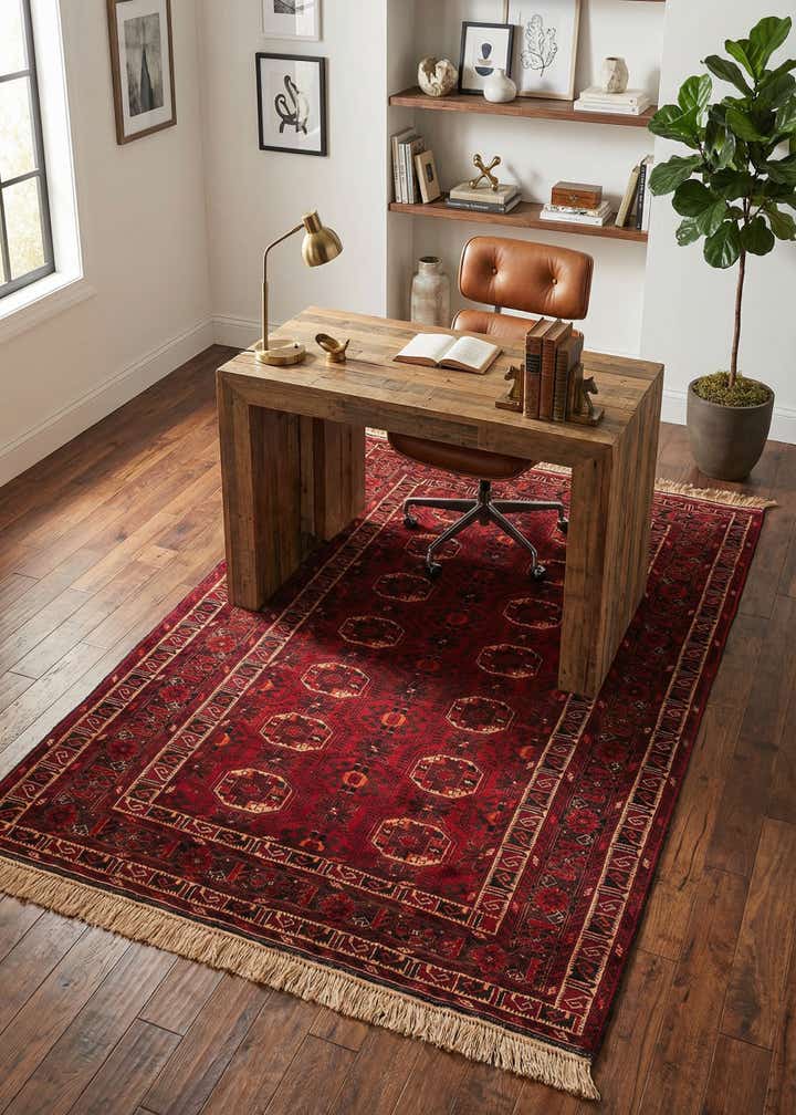 4' 9 x 7' 5 Hand Knotted Afghan Ersari Wool Rug
