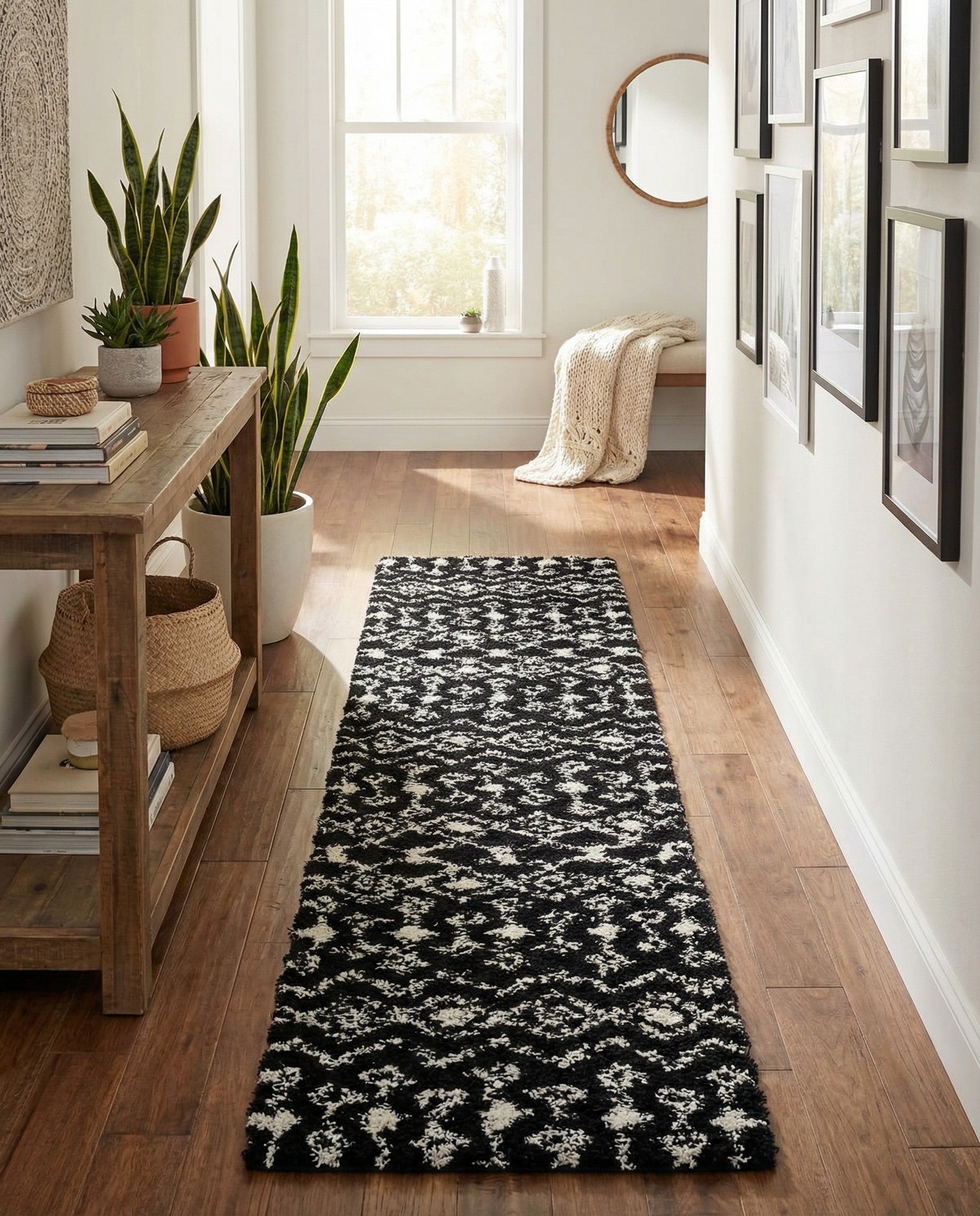  2' 7 x 12' Moroccan Trellis Shag Runner Rug
