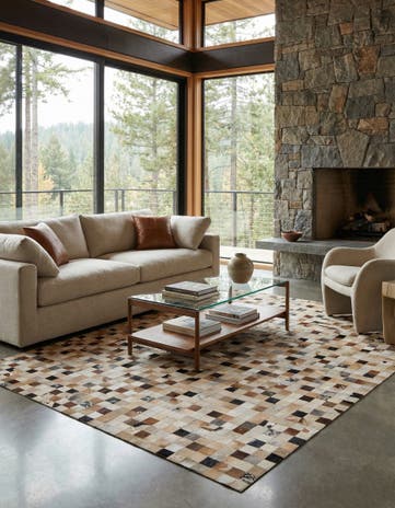 8' 1 x 10' Cowhide Leather Rug
