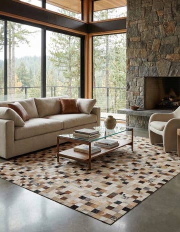 8' 1 x 10' Cowhide Leather Rug