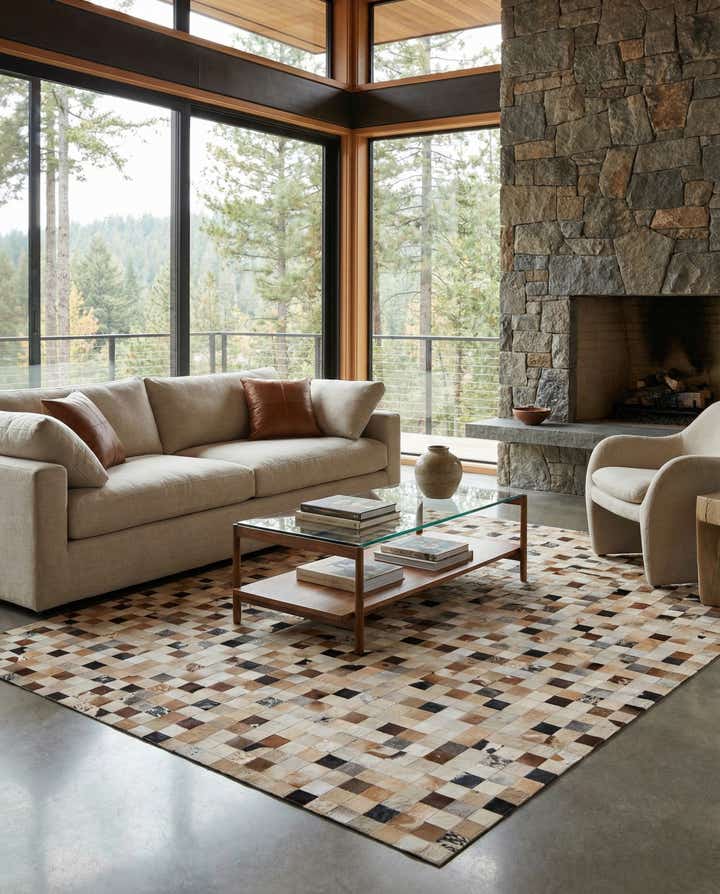 8' 1 x 10' Cowhide Leather Rug