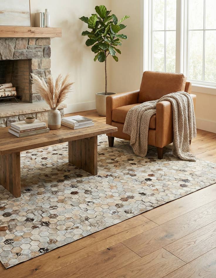 Detail image of 3' 7 x 5' 4 Cowhide Stocks Rug