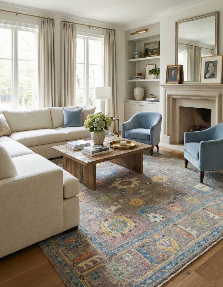 Detail image of  8' x 9' 7  Hand Knotted Oushak Rug