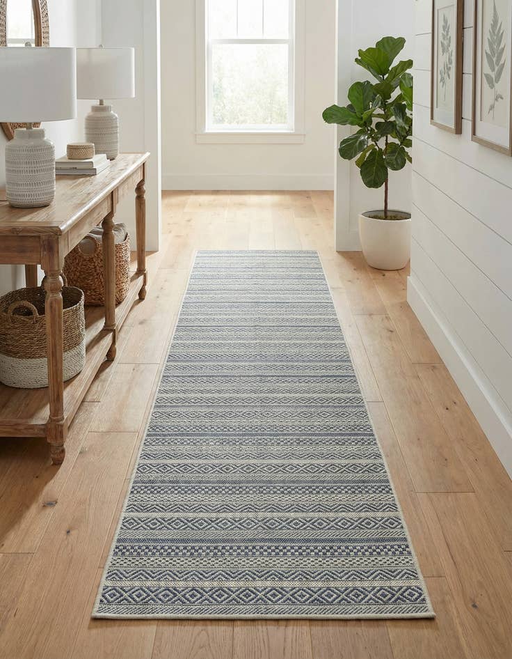 Detail image of 2' 7 x 12' Easy-Clean Striped Indoor / Outdoor Runner Rug