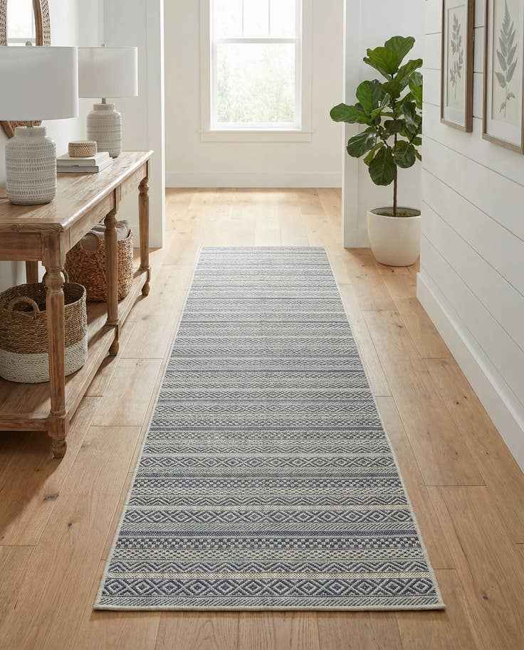 Detail image of 2' 7 x 12' Easy-Clean Striped Indoor / Outdoor Runner Rug