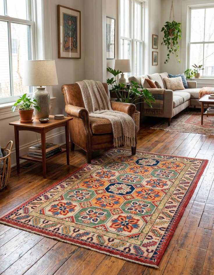 Detail image of 3' 2 x 5' 6  Hand Knotted Kazak Rug