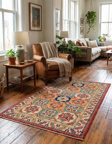 3' 2 x 5' 6 Hand Knotted Kazak Rug