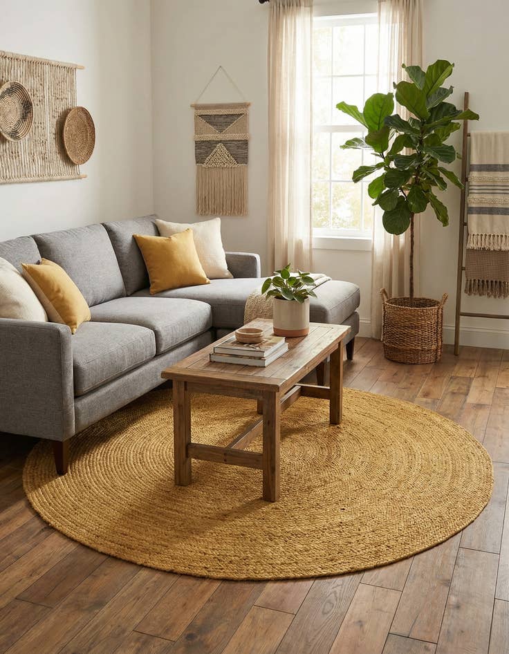 Detail image of 8' x 8'  Hand Braided Jute Square Rug