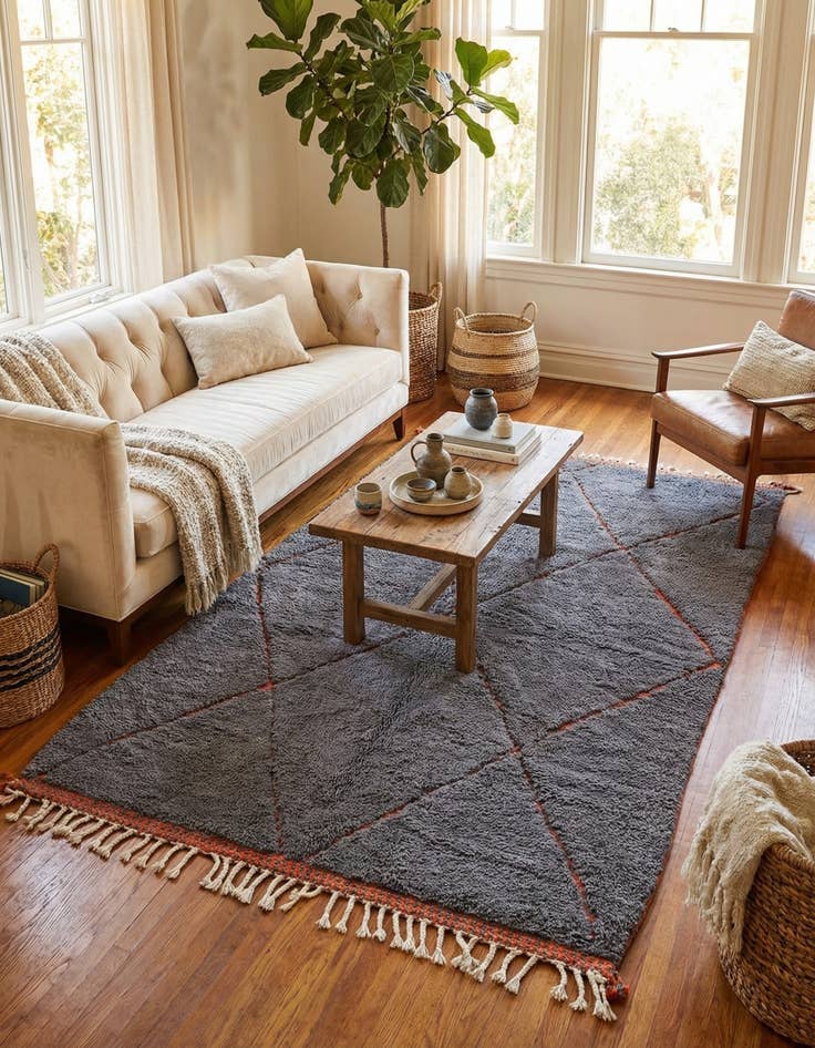 Detail image of 5' 4 x 8' 3  Hand Knotted Moroccan Wool Rug