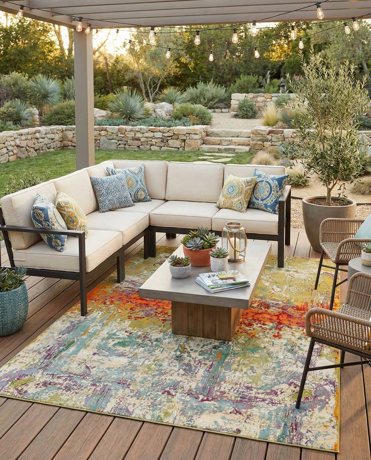 Detail image of 7' x 10' Easy-Clean Modern Indoor / Outdoor Rug