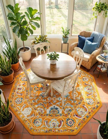 Orange Aurelia Octagon Rug
