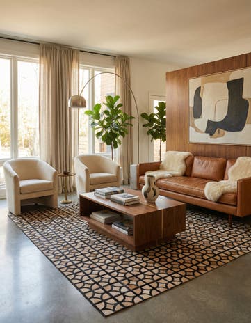 8' 1 x 10' Cowhide Leather Rug