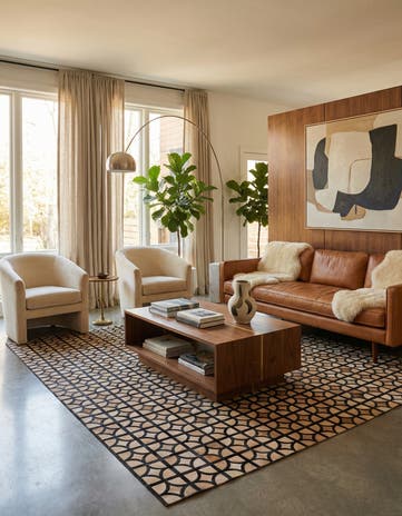 8' 1 x 10' Cowhide Leather Rug