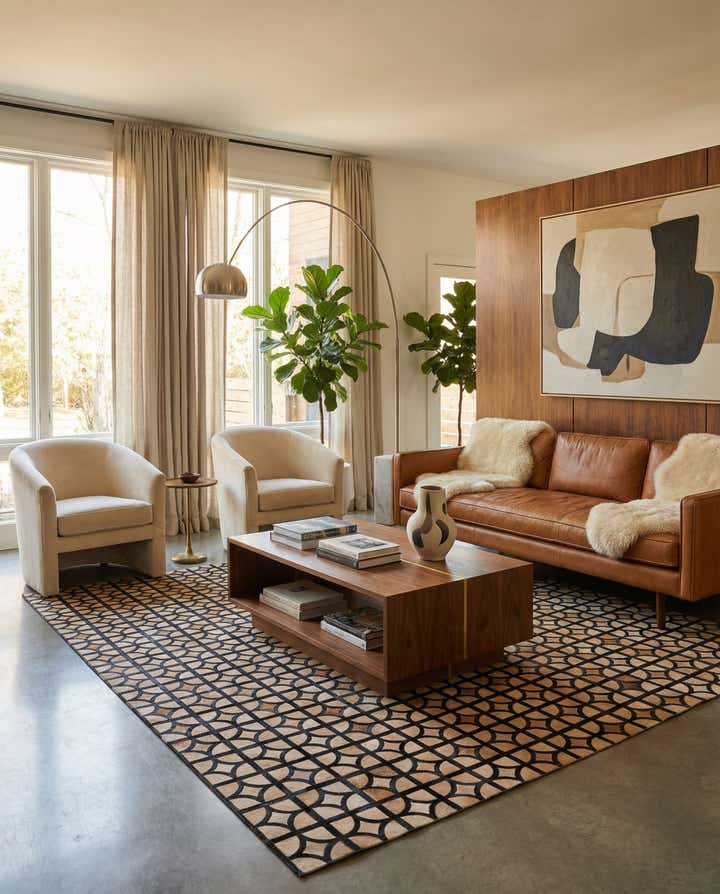 8' 1 x 10' Cowhide Leather Rug