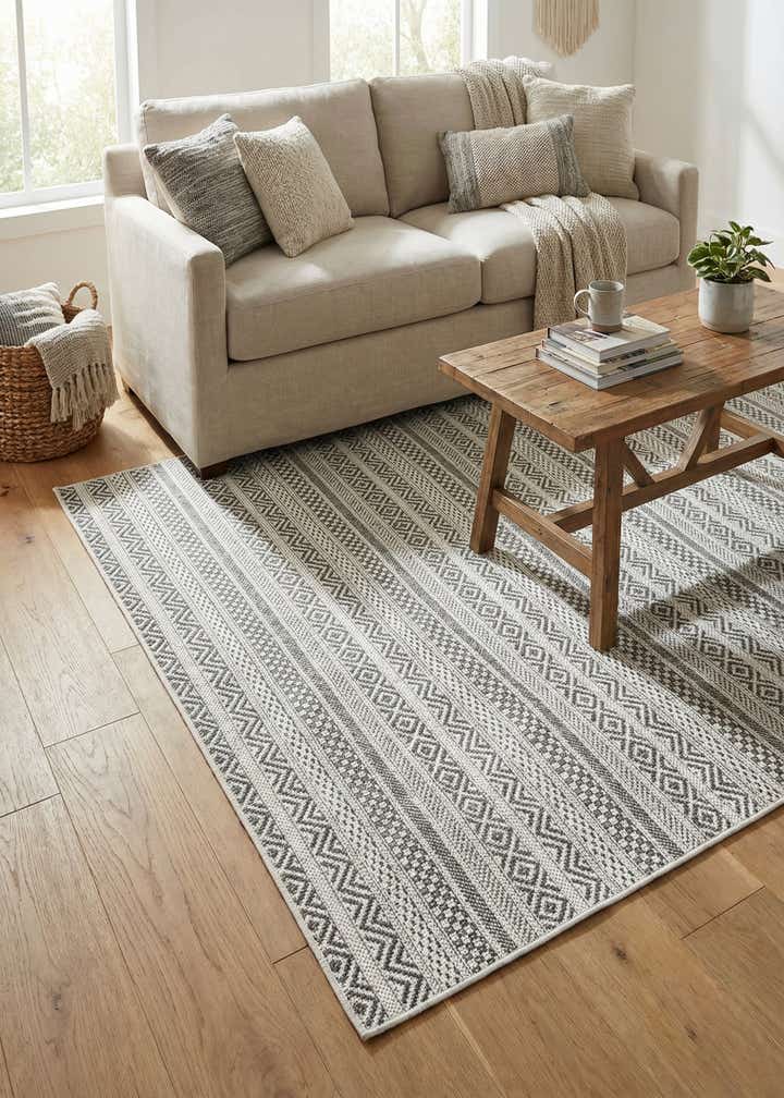 4' x 6' Easy-Clean Striped Indoor / Outdoor Rug