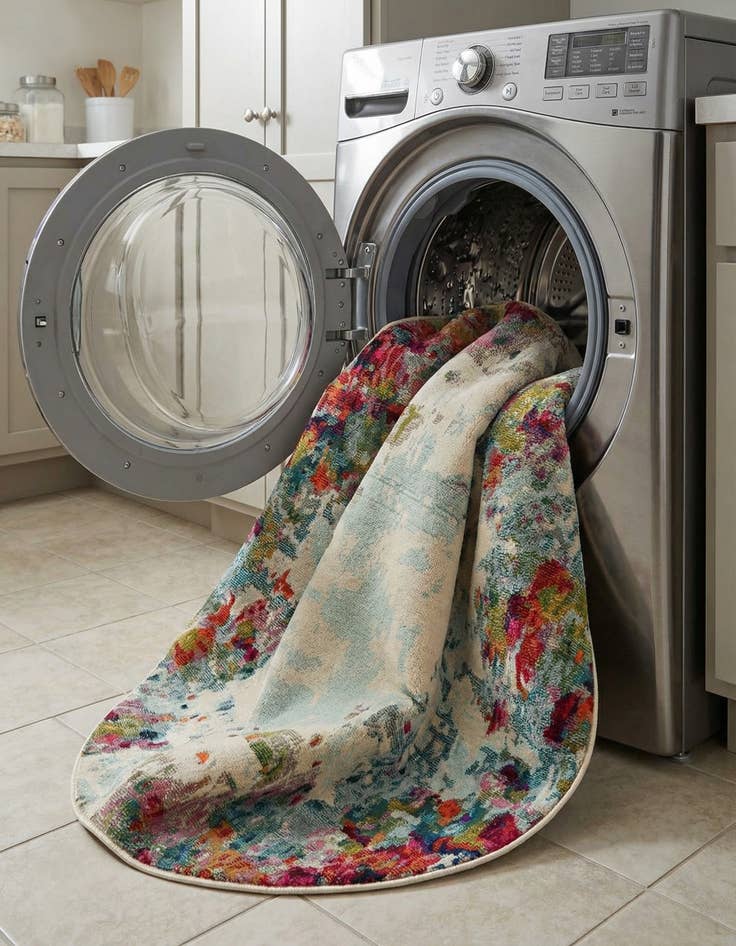 Detail image of 6' x 6'  Washable Spectrum Round Rug