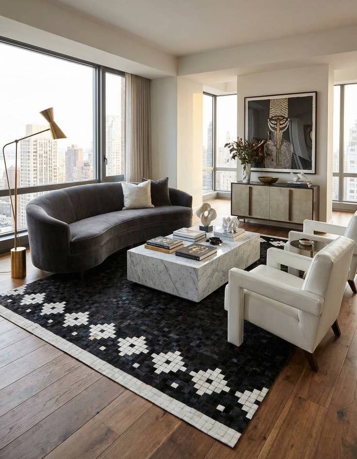 Detail image of 8' 2 x 10' Cowhide Stocks Rug