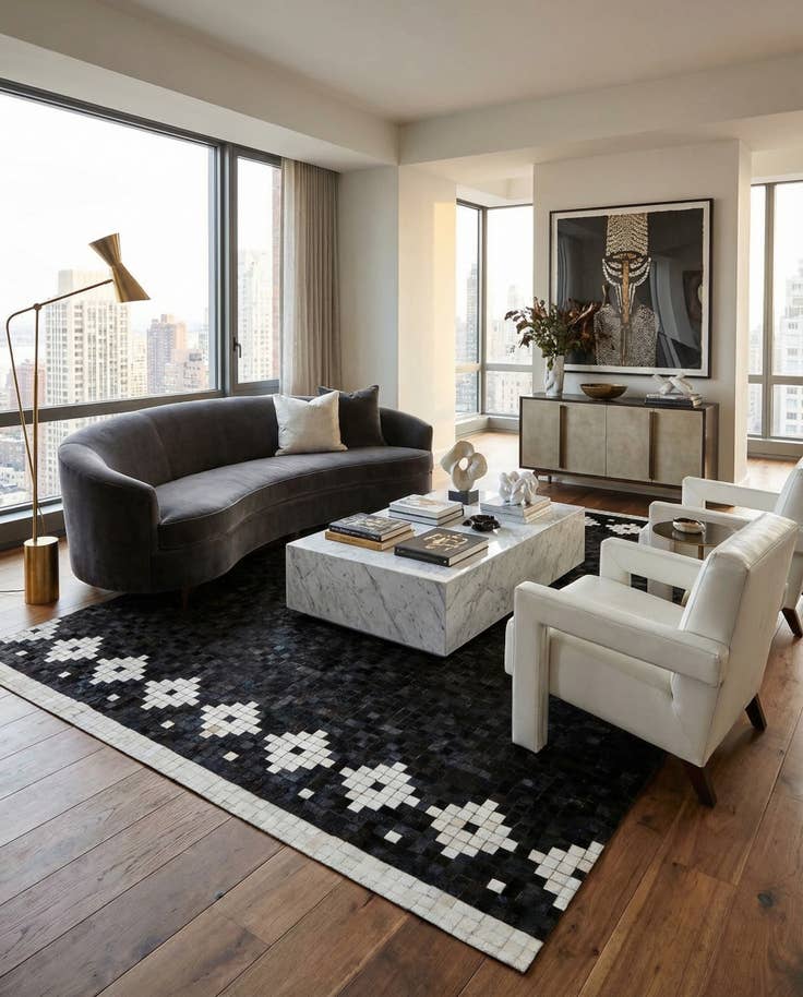 Detail image of 8' 2 x 10' Cowhide Stocks Rug