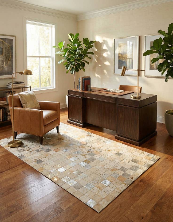 Detail image of 4' 11 x 7' 11 Cowhide - Patchwork Rug