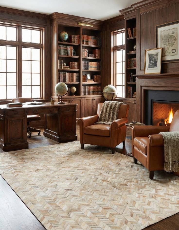 Detail image of 5' 1 x 8' Cowhide Stocks Rug