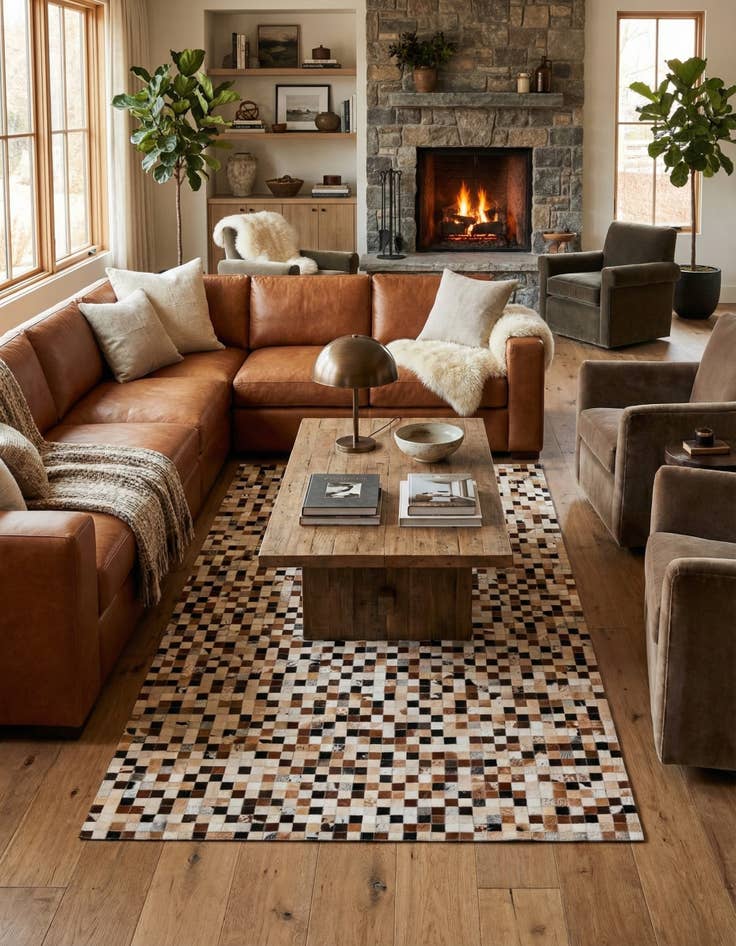 Detail image of 5' x 7' 10 Cowhide Stocks Rug