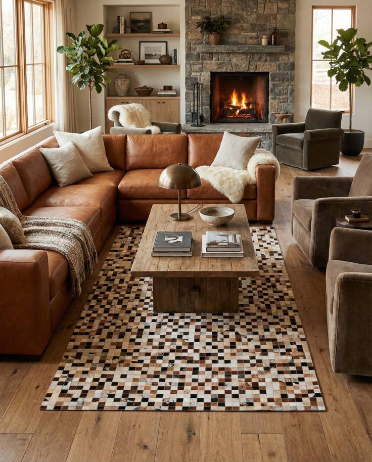 Detail image of 5' x 7' 10 Cowhide Stocks Rug