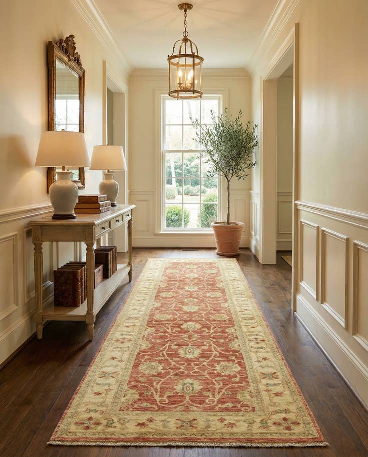Detail image of 2' 8 x 9' 6 Hand Knotted Peshawar Ziegler Runner Rug