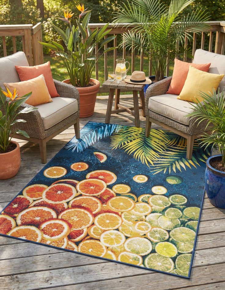 Detail image of 4' x 6'  Washable Coastal Indoor / Outdoor Rug
