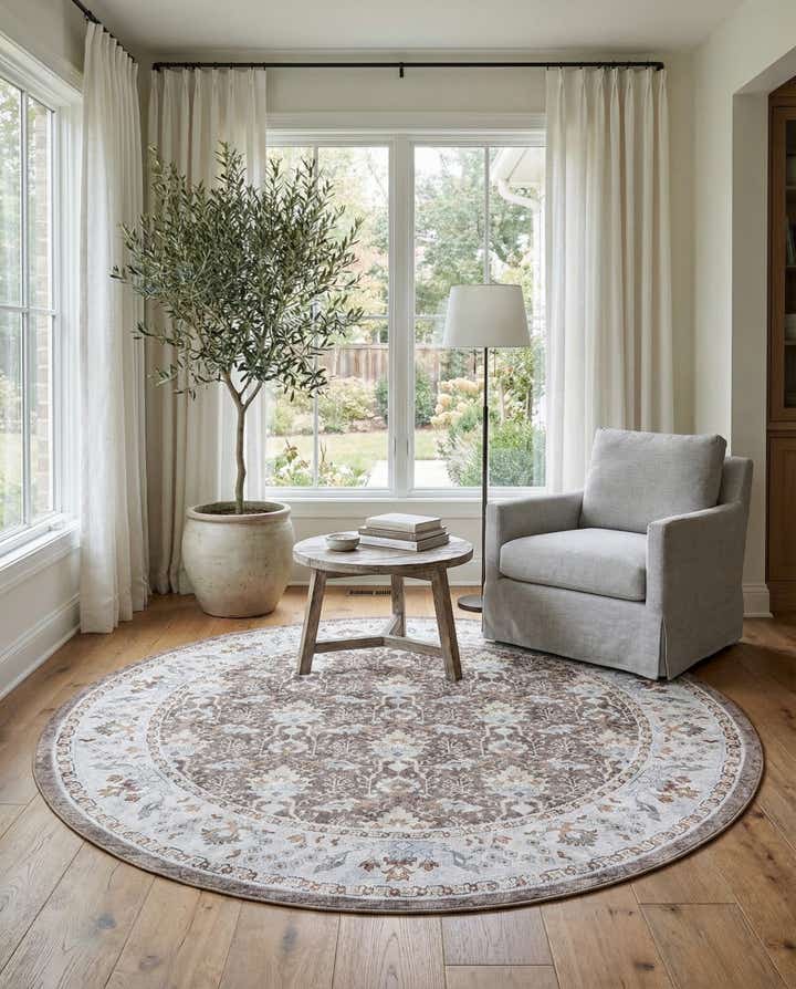 Almond Brown 7' 10 x 7' 10 Timeless Round Rug | Rugs.com