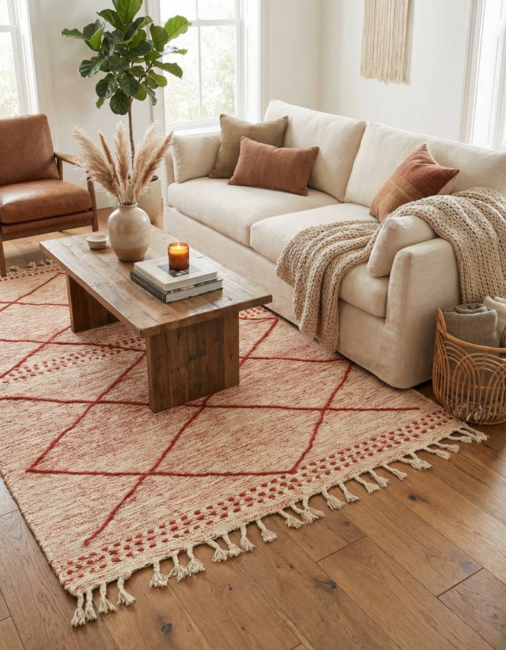 Detail image of 4' 11 x 8' 1  Hand Knotted Moroccan Wool Rug