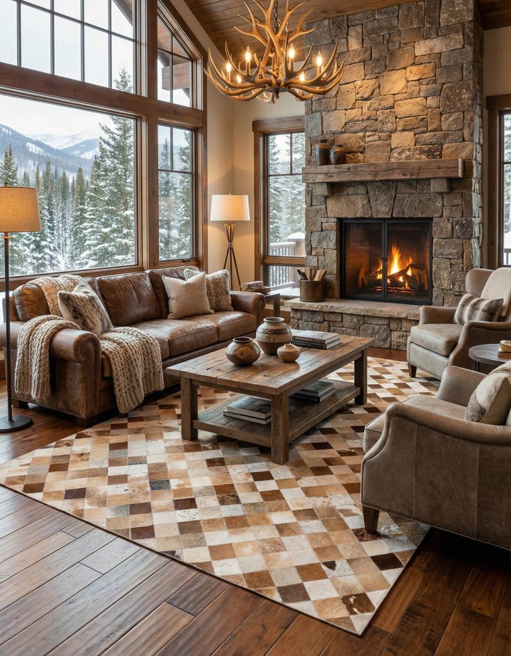 Detail image of 5' 1 x 7' 11 Cowhide Stocks Rug