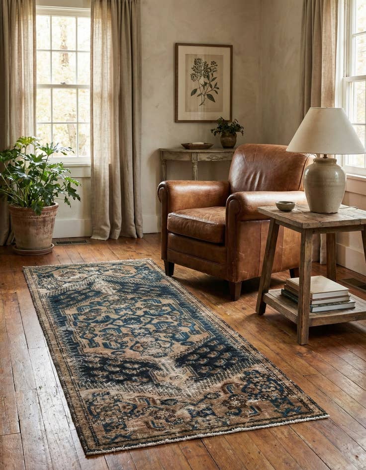 Detail image of 2' 7 x 6'  Hand Knotted Ultra Vintage Persian Wool Runner Rug