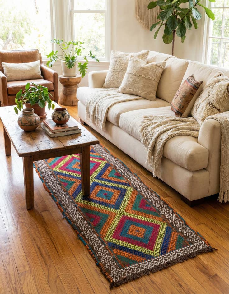 Detail image of  1' 10 x 5' 10  Hand Knotted Kilim Fars Persian Wool Runner Rug